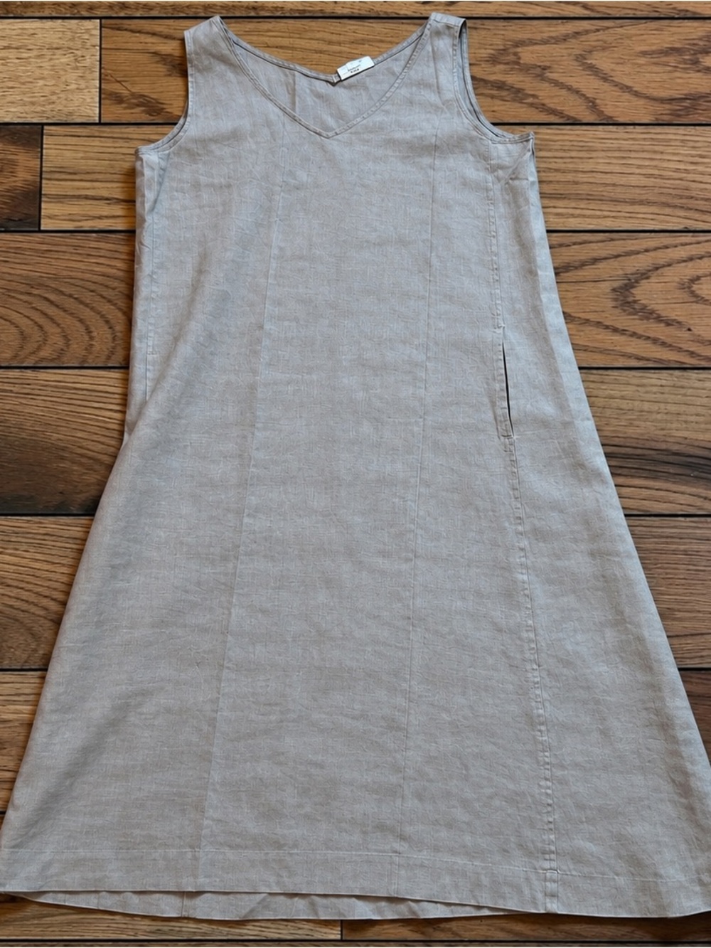 Women’s M Pure Jill J.Jill Taupe 100% Linen V-Neck Midi Dress